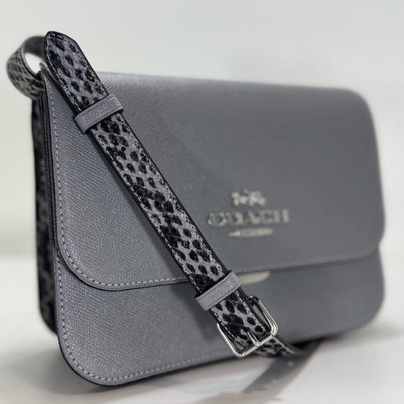 Coach Handbags - COACH Brynn Flap Crossbody Bag Gray with Snake Strap